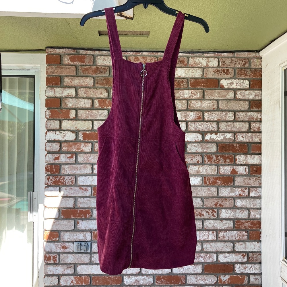 SHEIN Burgundy Overall Zipper Dress